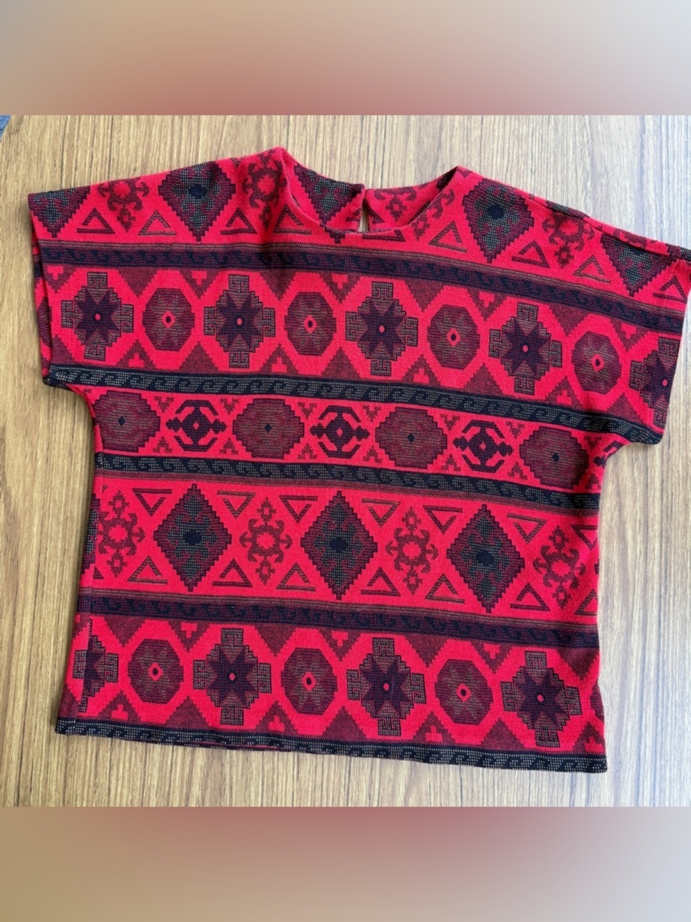 Vintage Graff California Boxy Knit Top Gold Black Red S/M